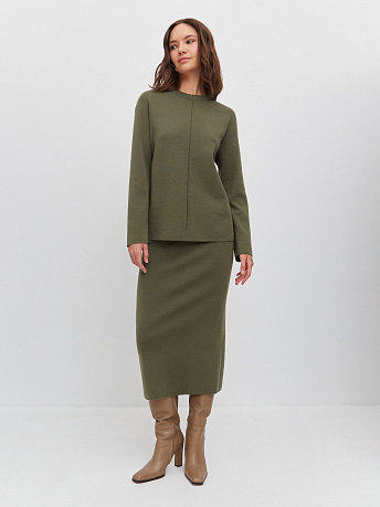 Костюм с юбкой из шерсти мериноса и вискозы Меридиан