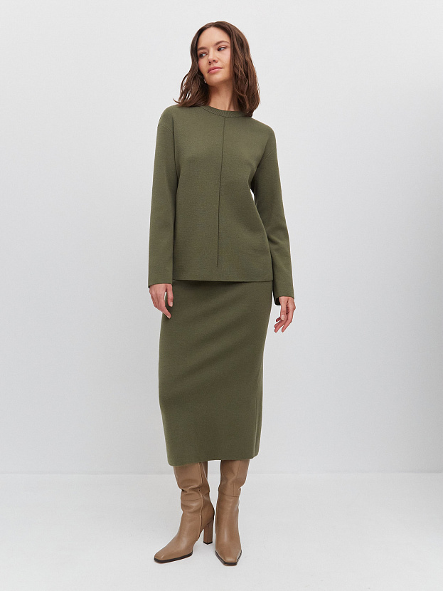 Меридиан костюм (джемпер+юбка) трикотажный (хаки, 44-46)