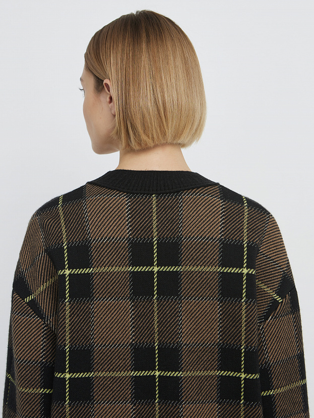 Горизонт кардиган трикотажный (черный/т.бежевый, 44-46)