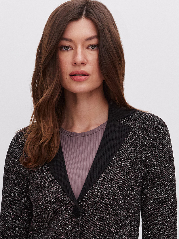 Шайн жакет трикотажный (черный/бордовый/серебро, 46)