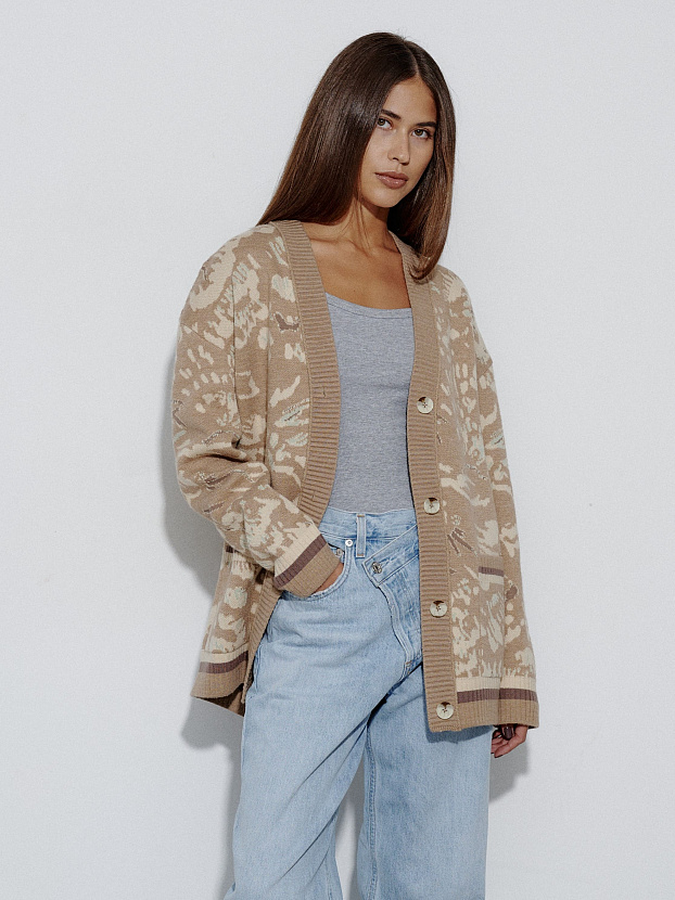 Горизонт кардиган трикотажный (бежевый меланж, 44-46)