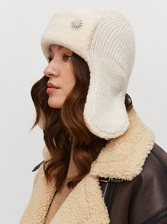 Шапка-ушанка из мохера и шерсти мериноса Стокгольм