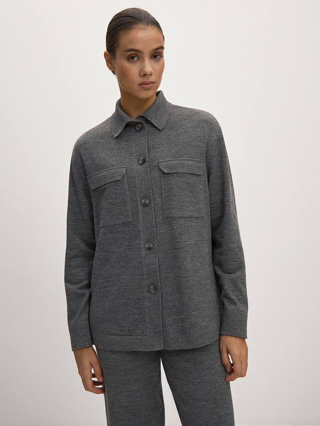 Джемми костюм ( рубашка+брюки ) трикотажный (серый меланж, 44-46/170-175)