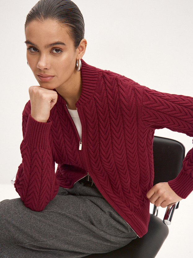 Веллес джемпер (бомбер) трикотажный (вишневый, 44-46)