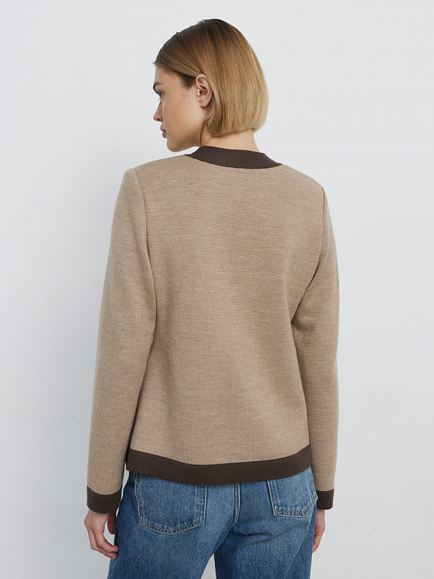 Гамма кардиган трикотажный (бежевый меланж/кофейный, 44-46)