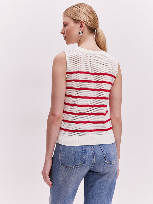 Терри джемпер без рукавов трикотажный (белый/красный, 44-46)