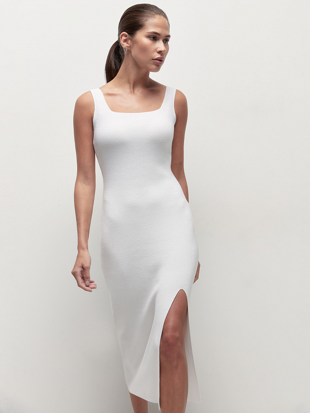 Каре платье трикотажное (молочный, M (46))