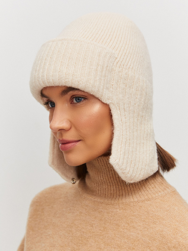 Онтарио шапка-ушанка трикотажная (белый, 56-58)
