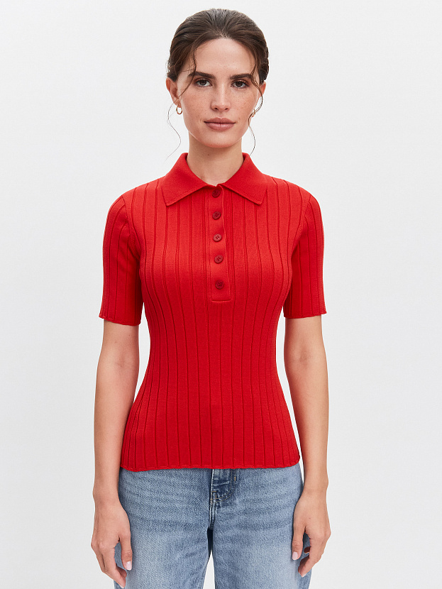 Вега джемпер (поло) трикотажный (красный, 44-46)