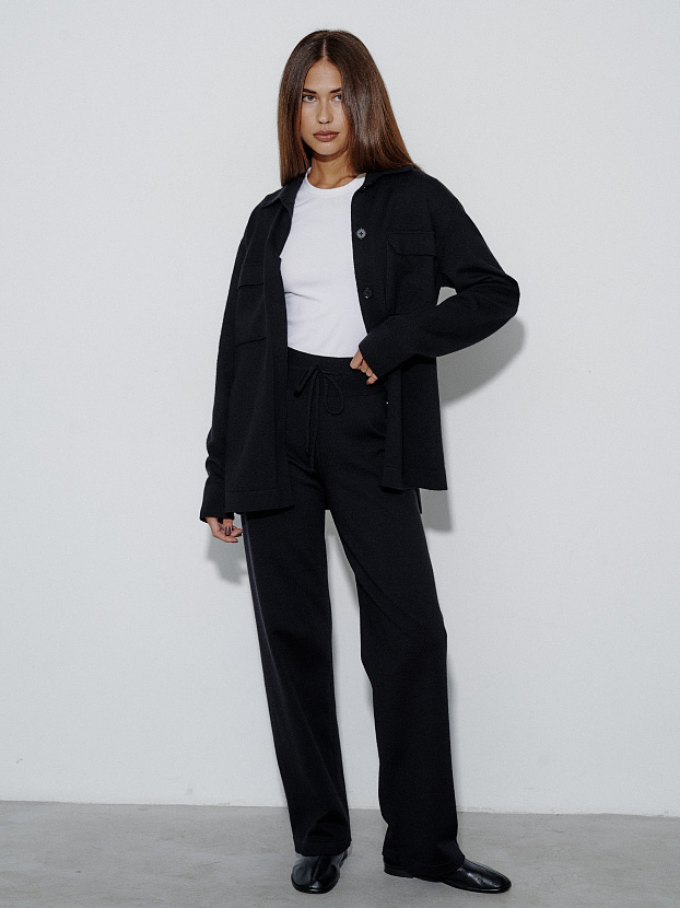 Джемми костюм ( рубашка+брюки ) трикотажный (черный, 40-42/164-170)