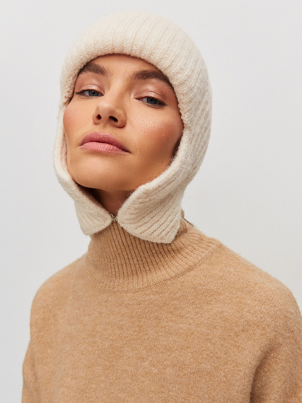 Онтарио шапка-ушанка трикотажная (белый, 56-58)