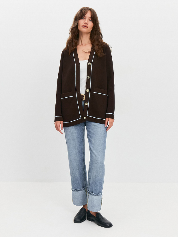 Сара кардиган трикотажный (т.коричневый, 44-46)