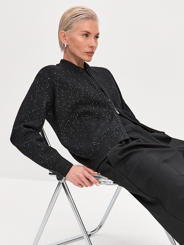 Рио кардиган (бомбер) трикотажный (черный, 44-46)