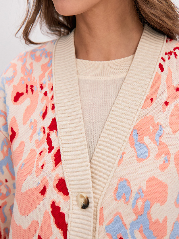 Гарда кардиган трикотажный (кремовый/красный, 44-46)