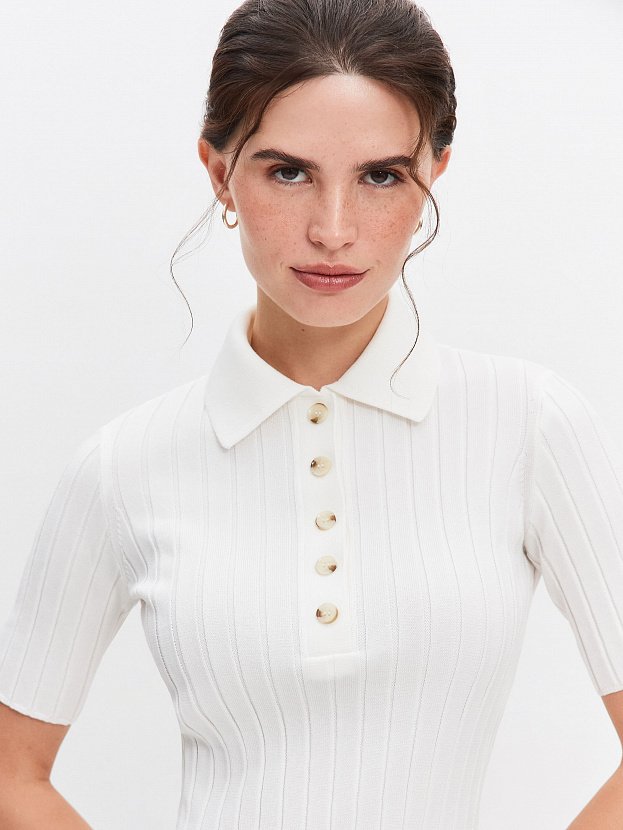 Вега джемпер (поло) трикотажный (белый, 44-46)