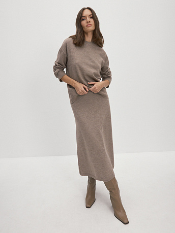 Юбка-миди из шерсти мериноса и вискозы Мисти