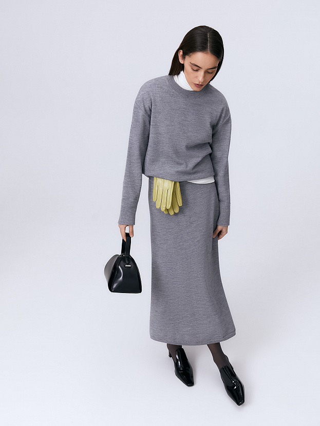 Мисти юбка трикотажная (серый меланж, 44-46)