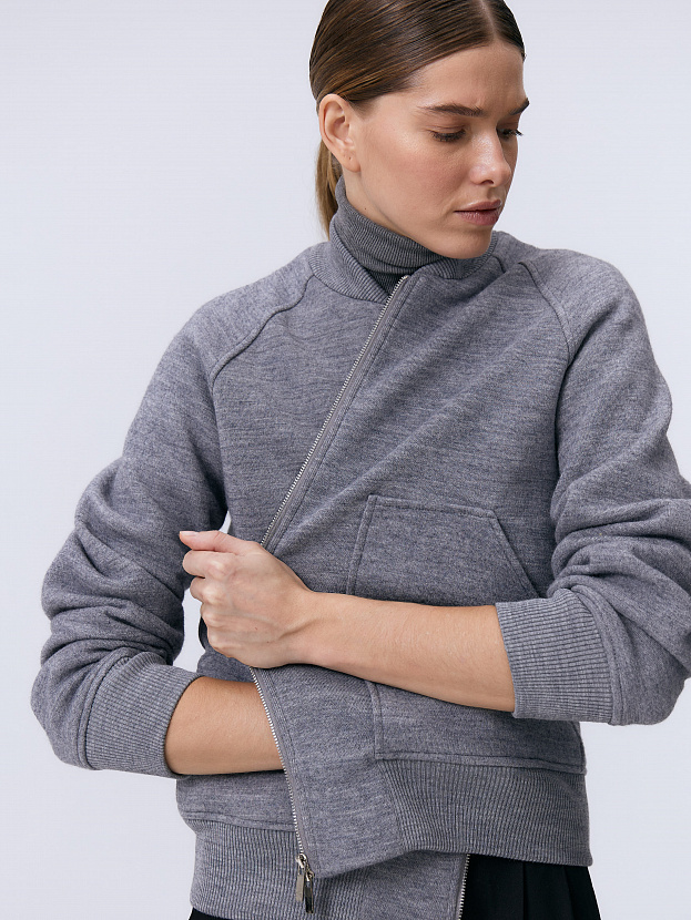 Арте кардиган (бомбер) трикотажный (серый меланж, 44-46)