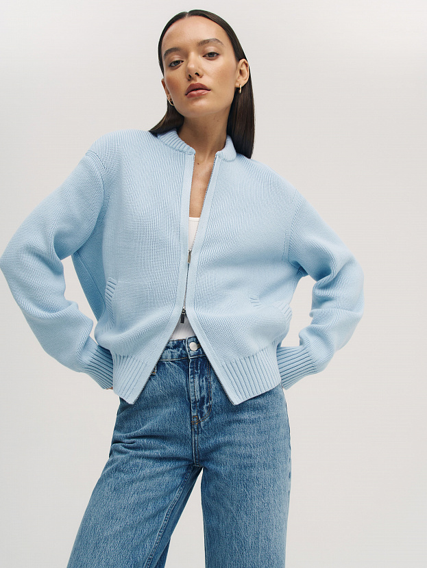 Честер джемпер (бомбер) трикотажный (св.голубой, 44-46)