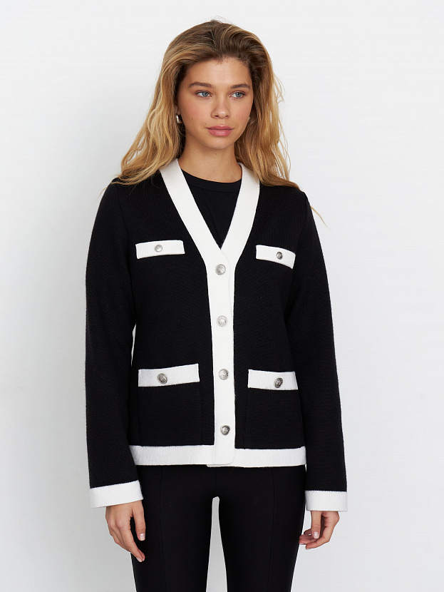 Гамма кардиган трикотажный (черный/белый, 44-46)