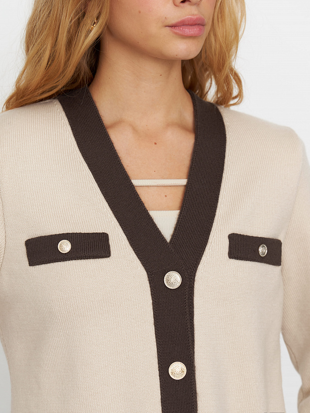 Гамма кардиган трикотажный (кремовый/кофейный, 44-46)