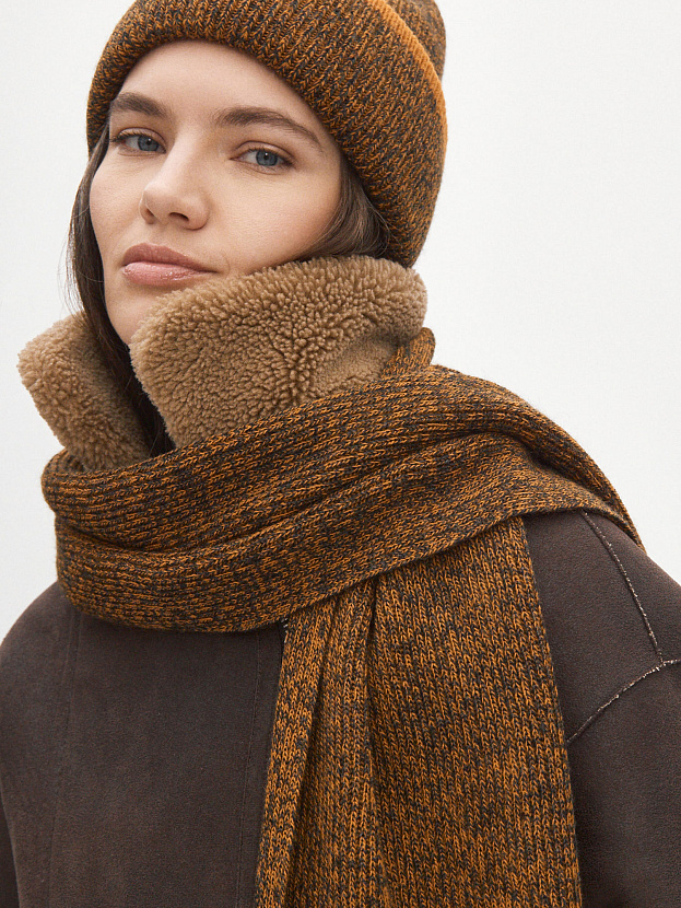 Бредли комплект (шапка+шарф) трикотажный (оранжевый/т.серый)