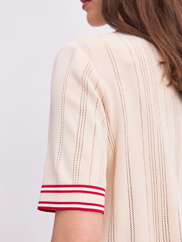 Льюис джемпер (поло) трикотажный (кремовый/красный, 44-46)