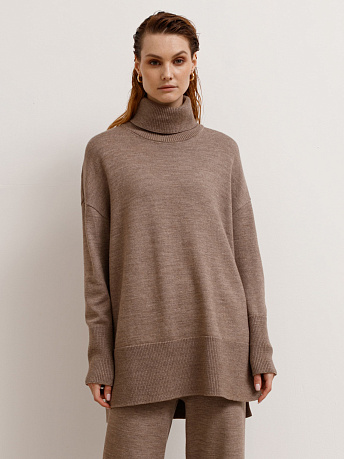 Джемпер из шерсти мериноса и вискозы с воротником Сатурн