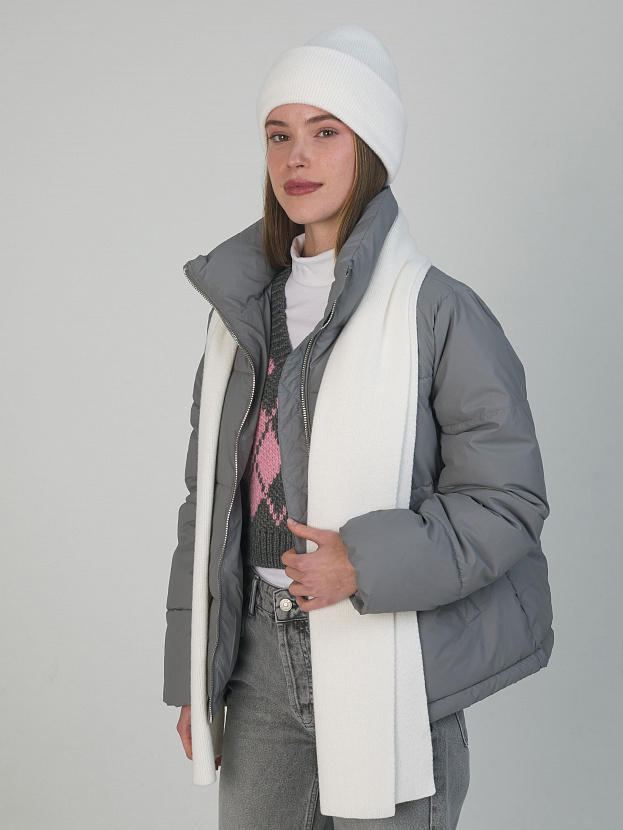 Квартет комплект (шапка+шарф) трикотажный (белый, 56-58)