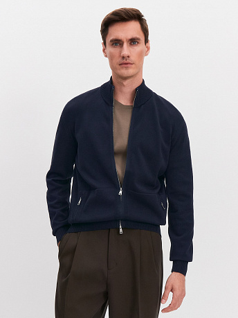 Кардиган мужской из хлопка с карманами на молнии