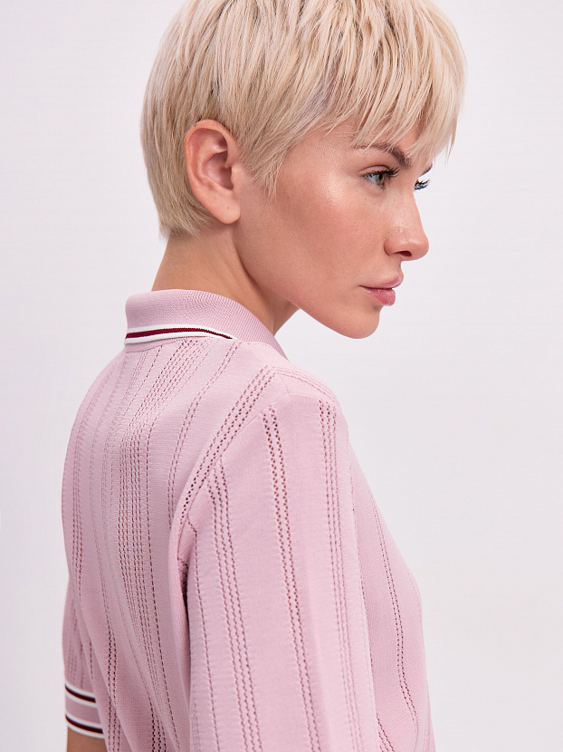 Льюис джемпер (поло) трикотажный (пудровый/белый, 44-46)