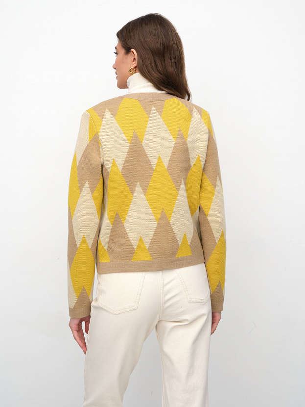 Скай жакет трикотажный (бежевый меланж/охра, 44-46)