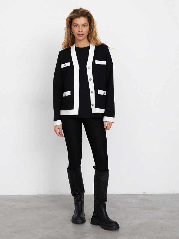 Гамма кардиган трикотажный (черный/белый, 44-46)