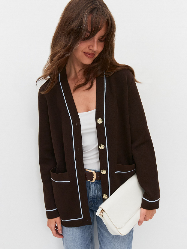 Сара кардиган трикотажный (т.коричневый, 44-46)