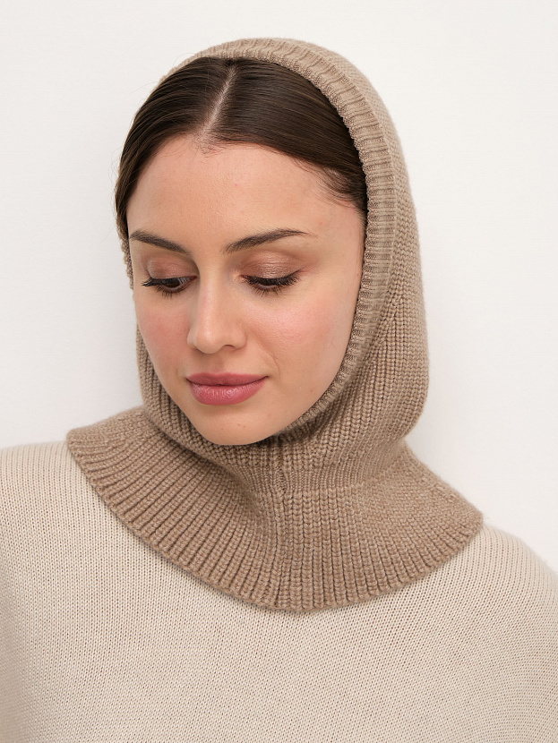 Экрю капор трикотажный (бежевый меланж, 56-58)