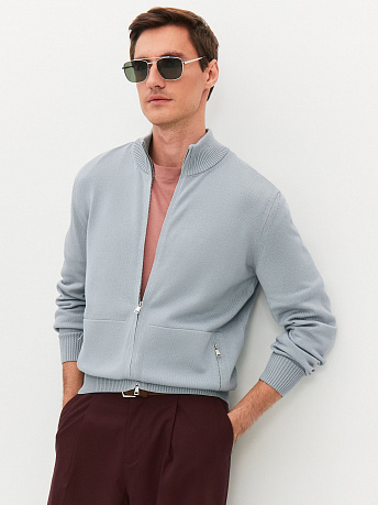 Кардиган мужской из хлопка с карманами на молнии