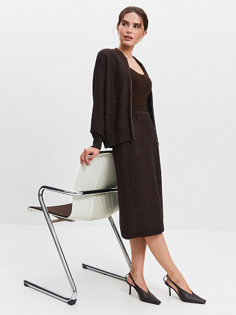 Юбка с пайетками из хлопка и вискозы Лора