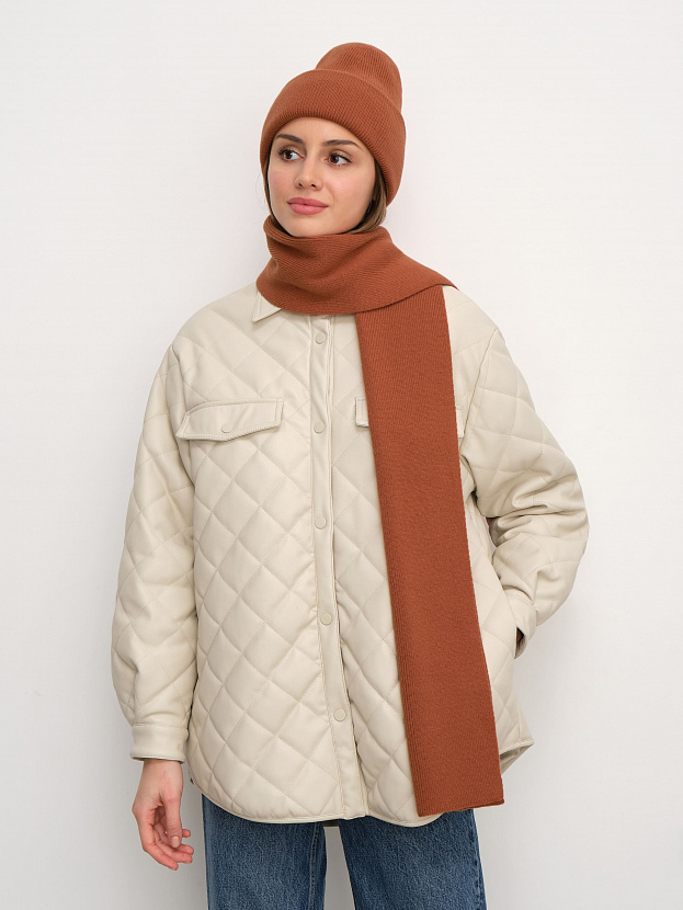 Квартет комплект (шапка+шарф) трикотажный (терракотовый, 56-58)