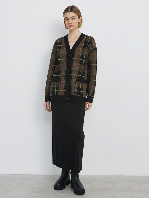 Горизонт кардиган трикотажный (черный/т.бежевый, 44-46)