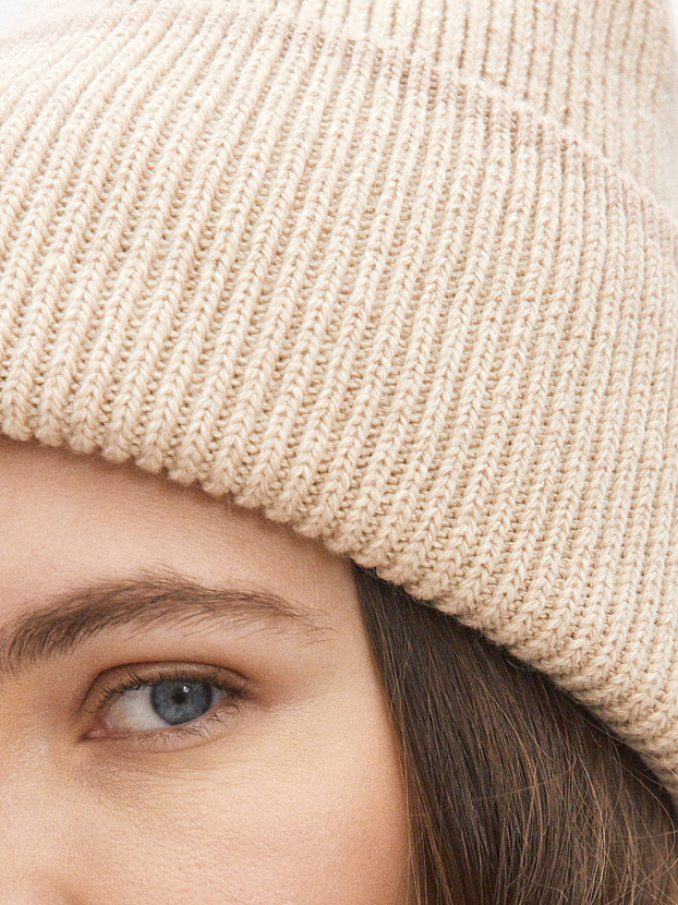 Бредли комплект (шапка+шарф) трикотажный (св.бежевый/кремовый)