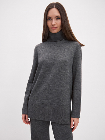 Джемпер из шерсти мериноса и вискозы с воротником Сатурн