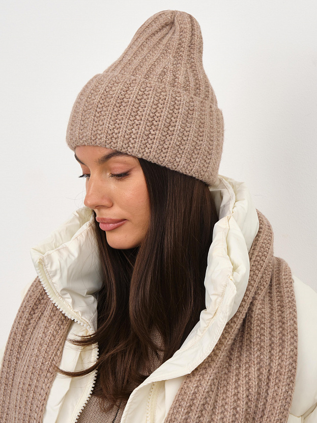 Черри шапка трикотажная (бежевый меланж, 56-58)