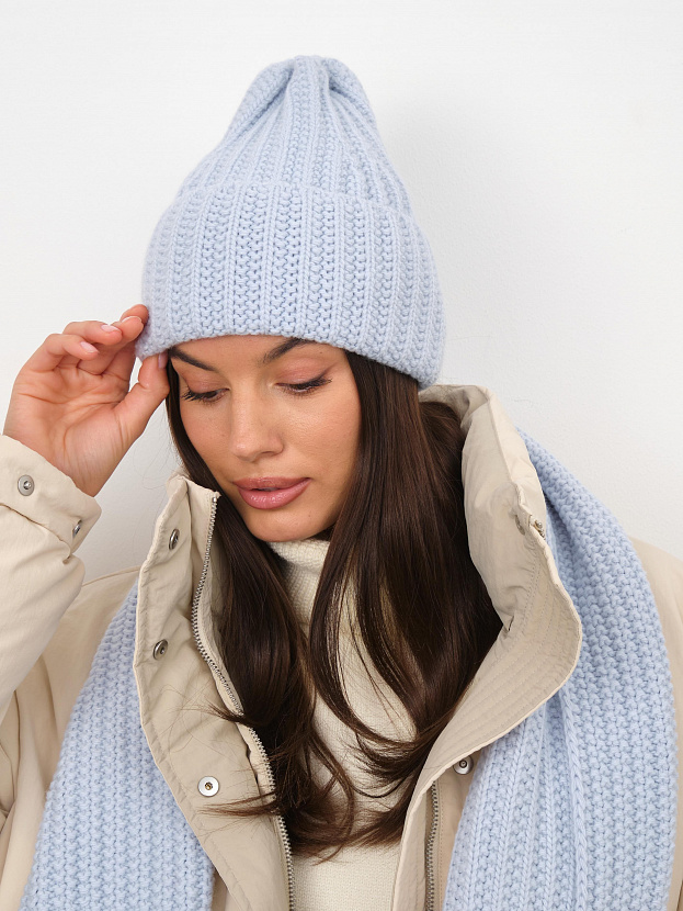 Черри комплект (шапка+ шарф) трикотажный (св.голубой, 56-58)