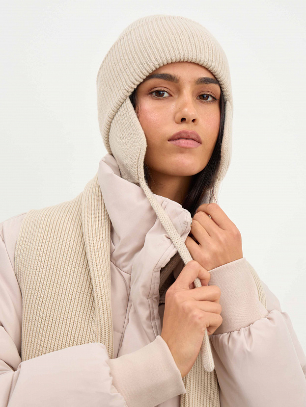 Айсберг комплект (шапка+ шарф) трикотажный (св.песочный, 56-58)