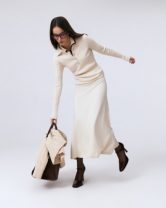 Юбка-миди из шерсти мериноса и вискозы Мисти