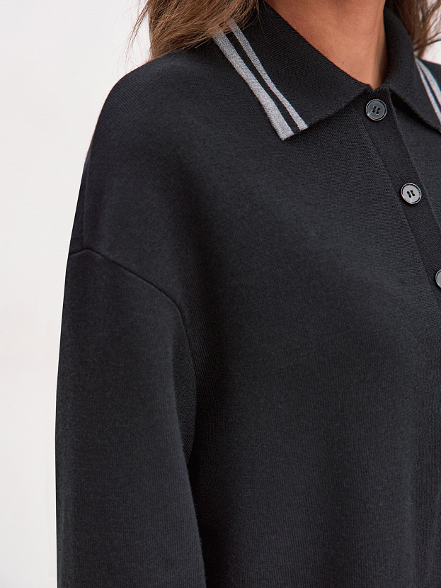 Скандинавия джемпер(поло) трикотажный (черный, 44-46)