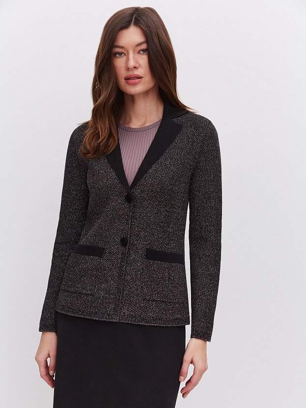 Шайн жакет трикотажный (черный/бордовый/серебро, 46)