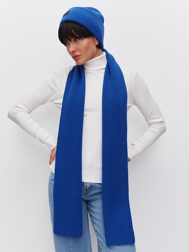 Спейс комплект (шапка+шарф) трикотажный (ярко-синий, 56-58)