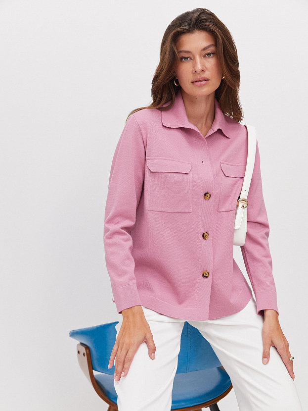 Джем кардиган (рубашка) трикотажный (т.розовый, 44-46)