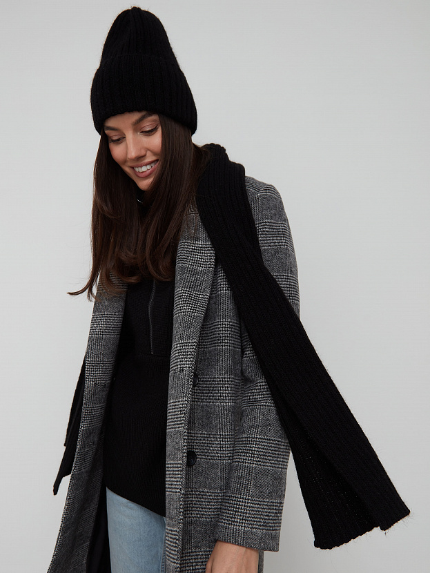 Нуга комплект (шапка+ шарф) трикотажный (черный)